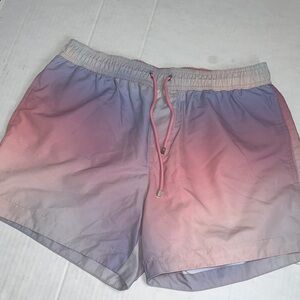 Hugo Boss Pink Purple Ombré Men’s Large Pull On Swim Shorts Pockets